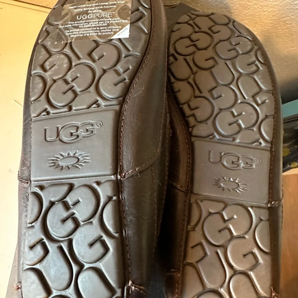 UGG Sheepskin Lined Black Slippers, MEN’S SIZE 10 - Picture 4 of 7